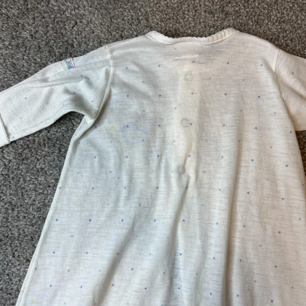 Vintage Absorba Baby Sleep Gown One‎ Size Bunny Moon Stars White Nursery USA